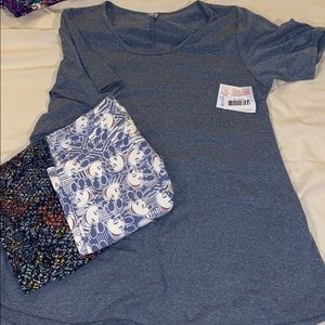 LulaRoe bundle blue perfect tee and two leggings